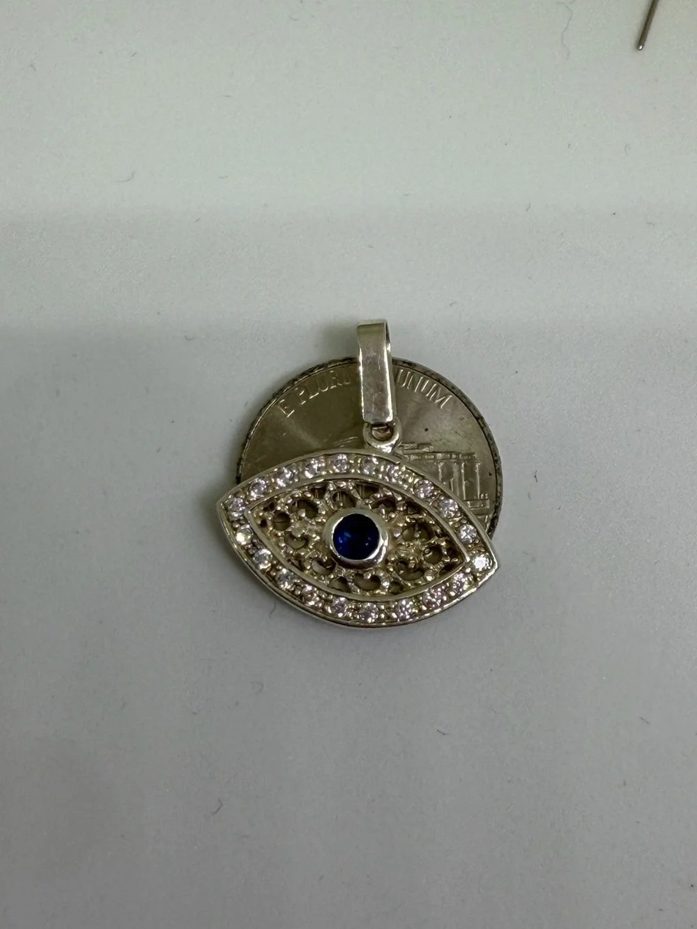 925 Sterling Silver Evil Eye CZ Pendant Necklace Charm – New